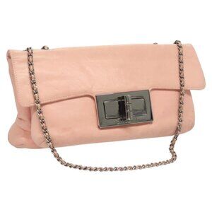 CHANEL Chain Shoulder Bag Lamb Skin Pink Silver CC Auth BD2251